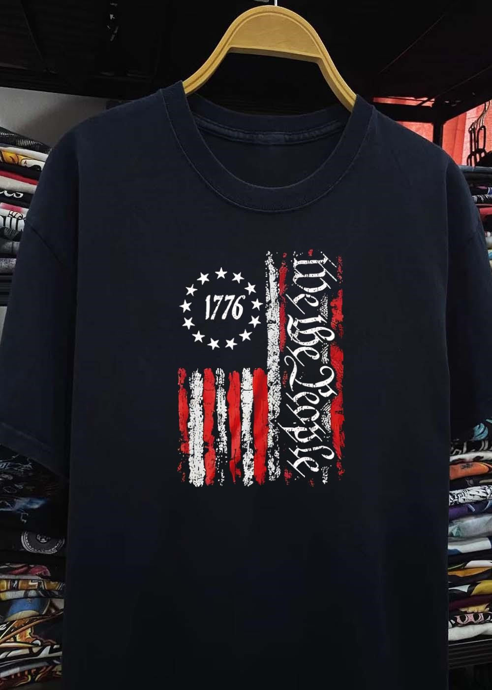 Patriotic Apparel 1776 We the People Distressed American Flag T-Shirt