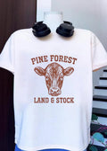 Pine Forest Land & Stock Cow T-Shirt