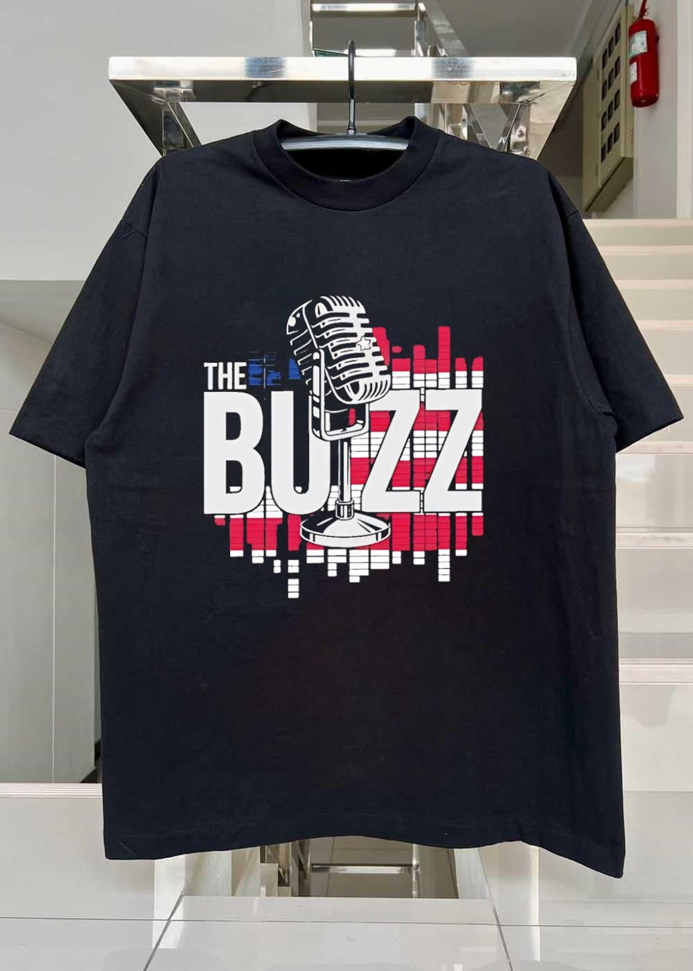 Podcast Merch The Buzz Microphone Graphic T-Shirt