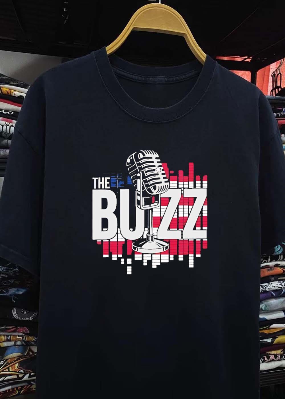 Podcast Merch The Buzz Microphone Graphic T-Shirt