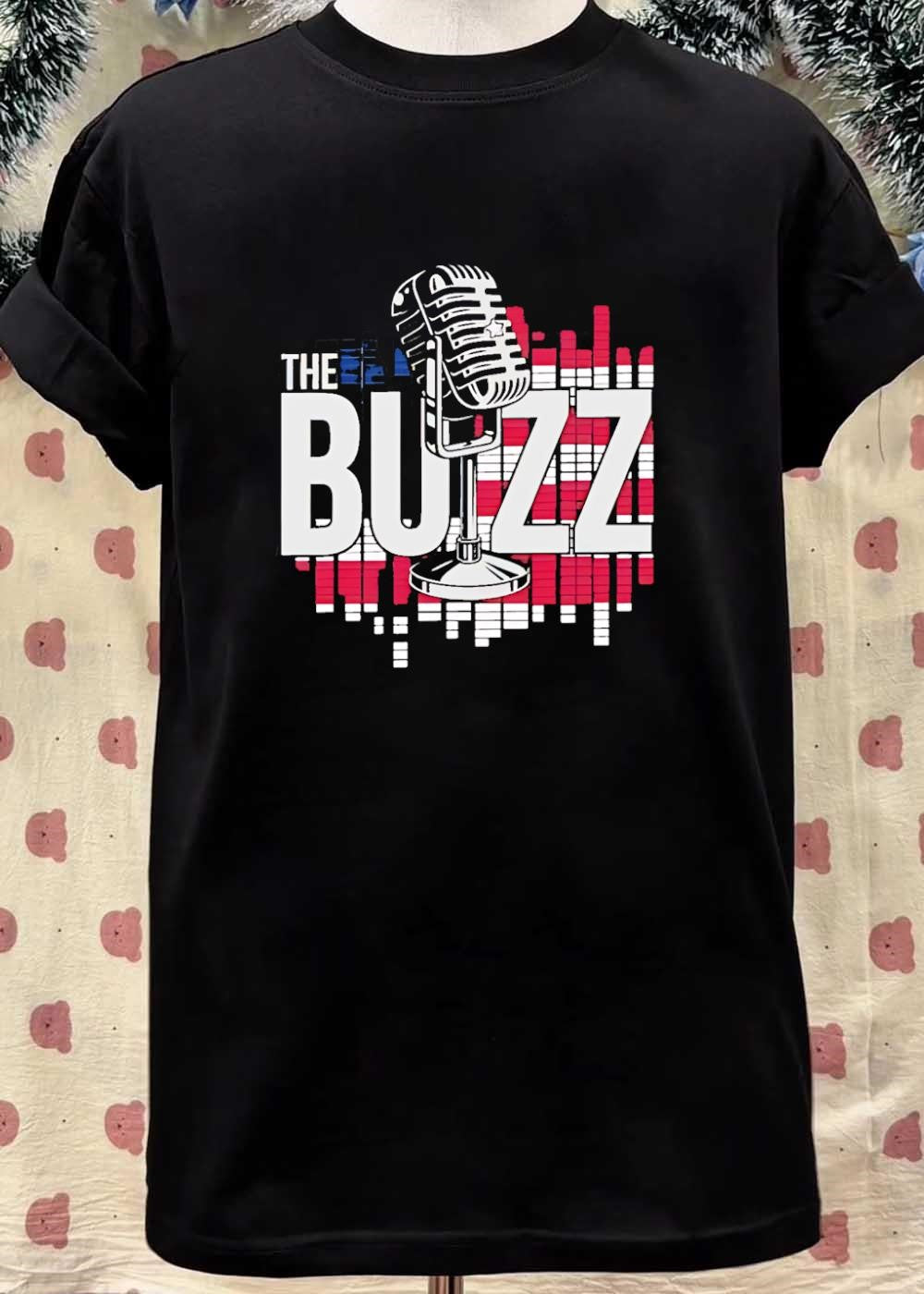 Podcast Merch The Buzz Microphone Graphic T-Shirt