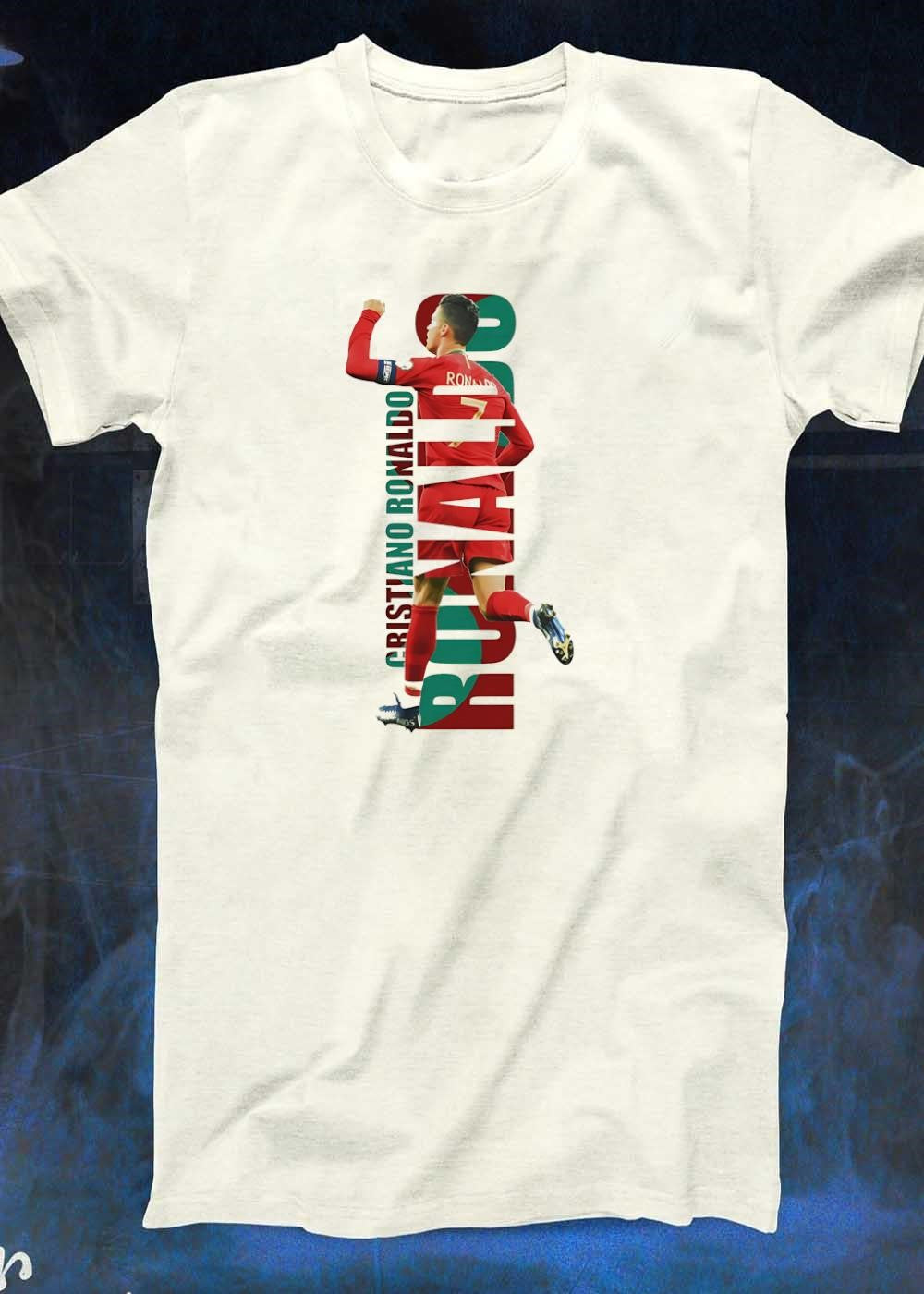 Portugal Legend Cristiano Ronaldo Celebrating Goal Red and Green T-Shirt