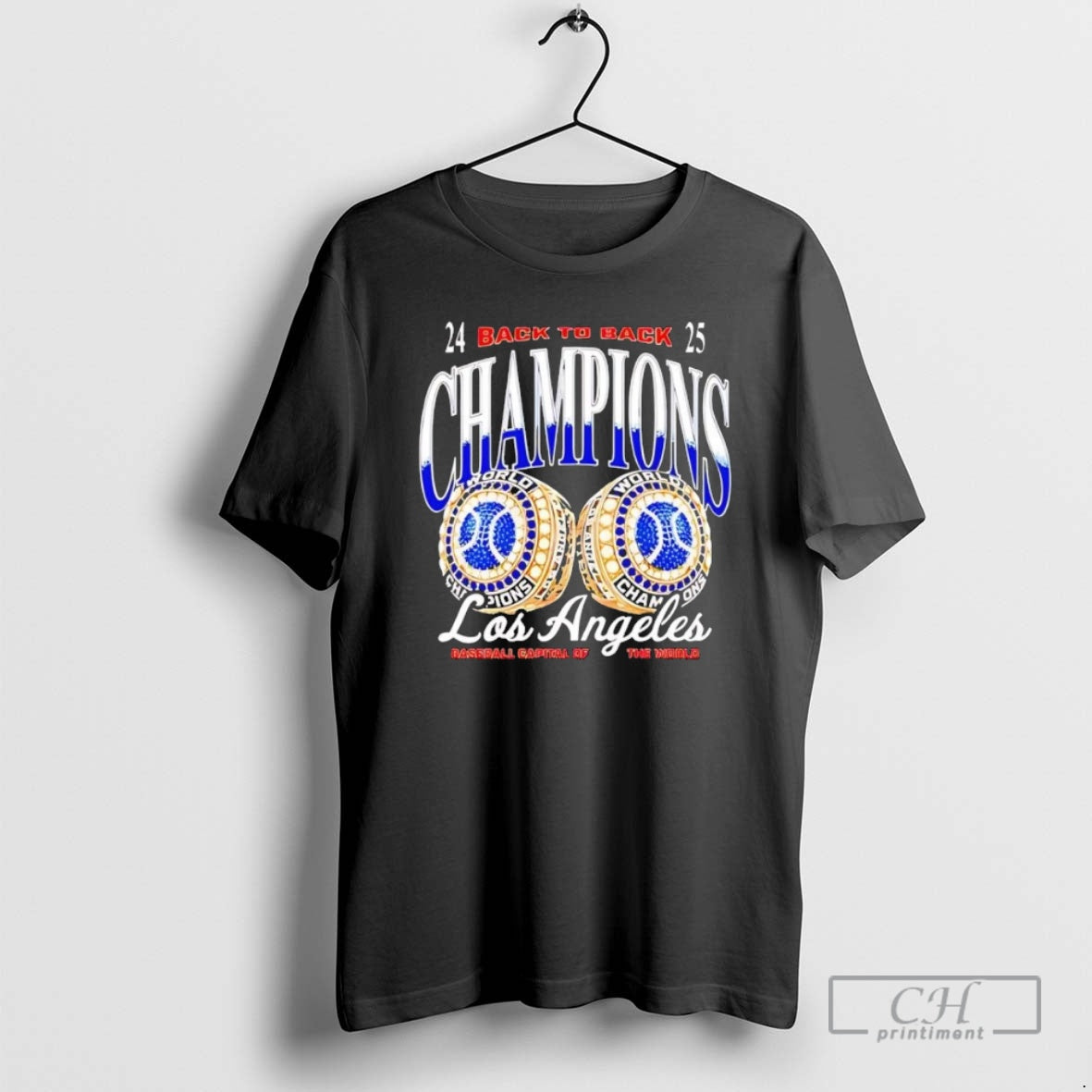 Premium 2024 2025 Back To Back Champions Los Angeles Dodgers Rings Black Shirt Sweater