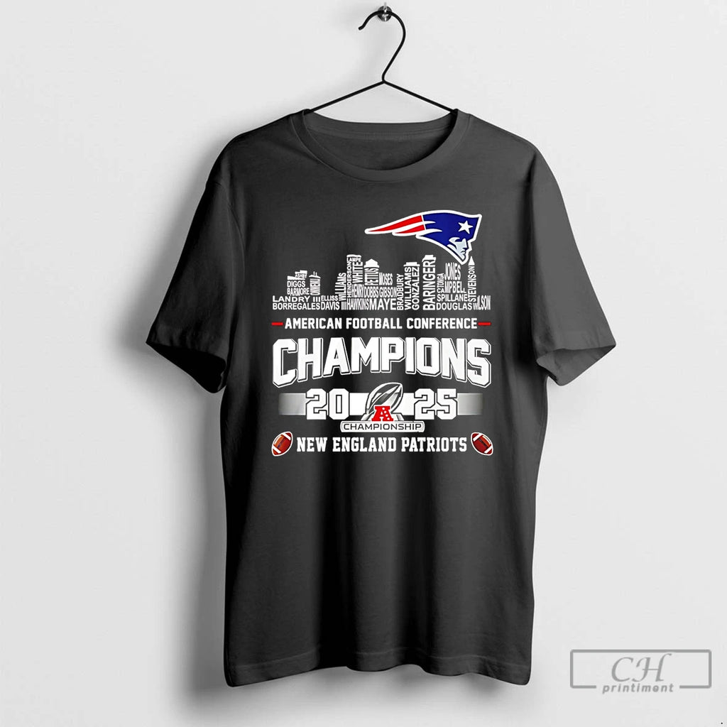 Premium 2025 26 Afc Conference Champions Ne Patriots 12 Time Player Names City Skyline