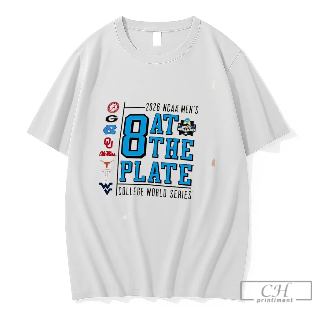 Premium 2026 Ncaa Mens College World Series 8 At The Plate Tee T Shirts Sweater Unisex , , , Long Sleeve Tee