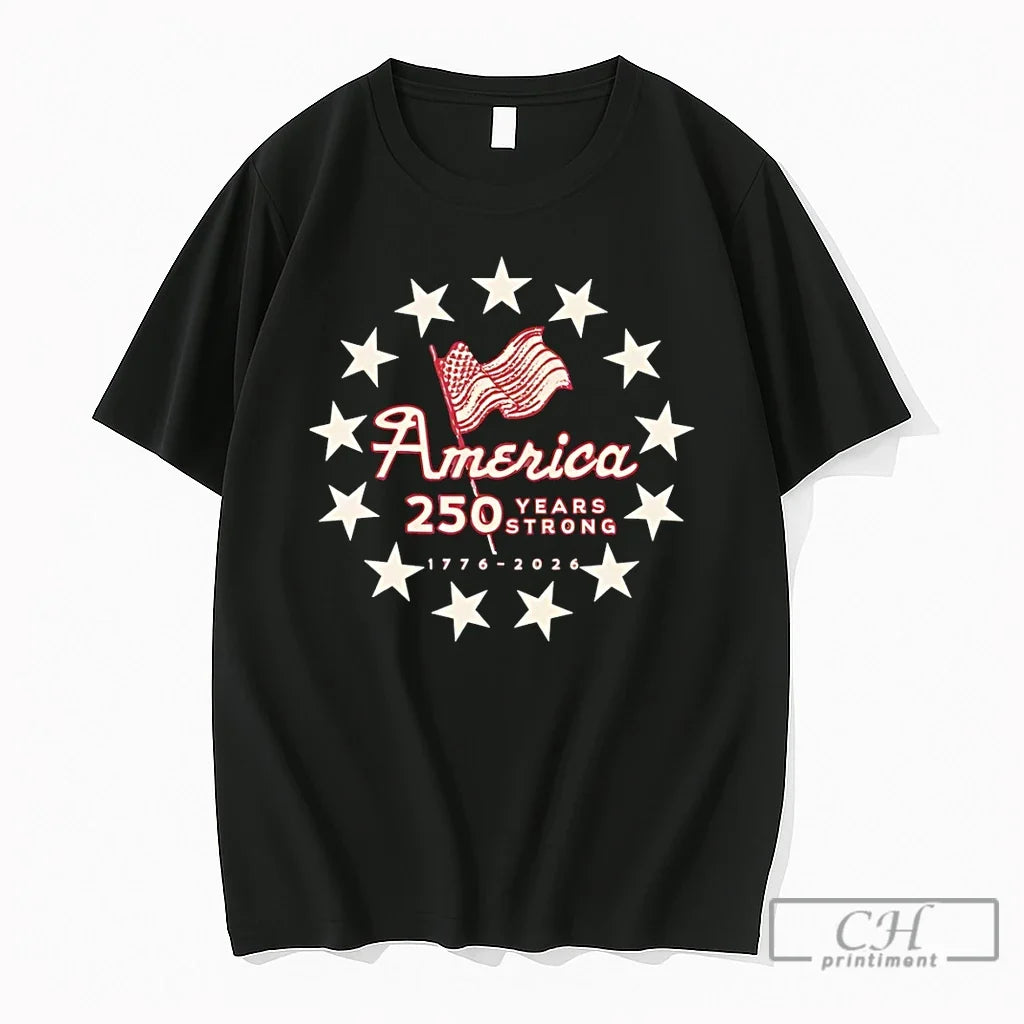 Premium America 250 Years Strong 1776 2026 Patriotic Flag Independence Day Unisex , , , Long Sleeve Tee