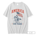 Premium American Cowboy Horse Flag America Since 1776 250 Years Unisex , , , Long Sleeve Tee