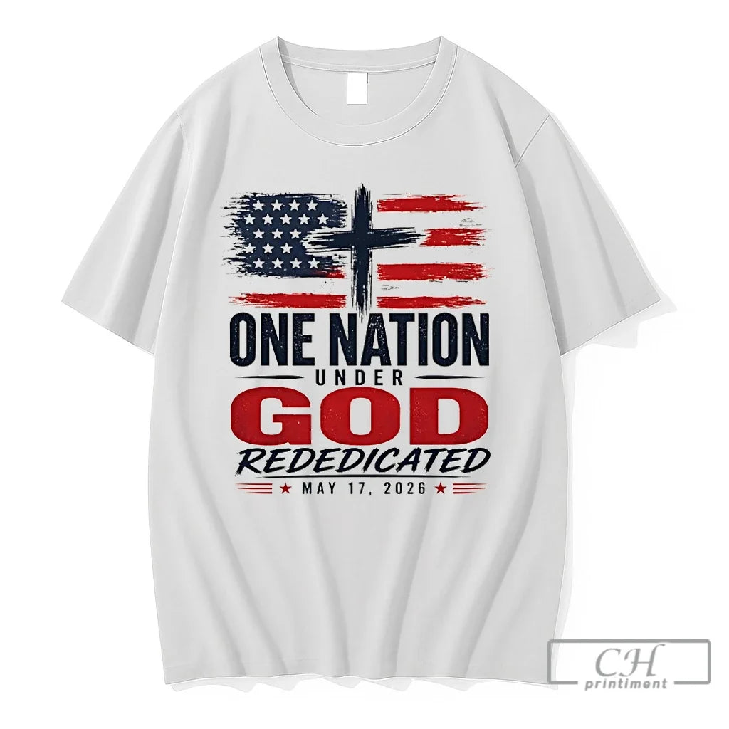 Premium American Flag Cross Apparel One Nation Under God Rededicated May 17 2026 T Shirts Unisex , , , Long Sleeve Tee
