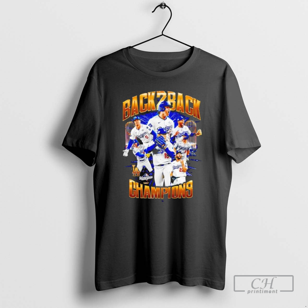 Premium Back 2 Back Champs Dodgers Baseball Graphic Black Shirt Sweater