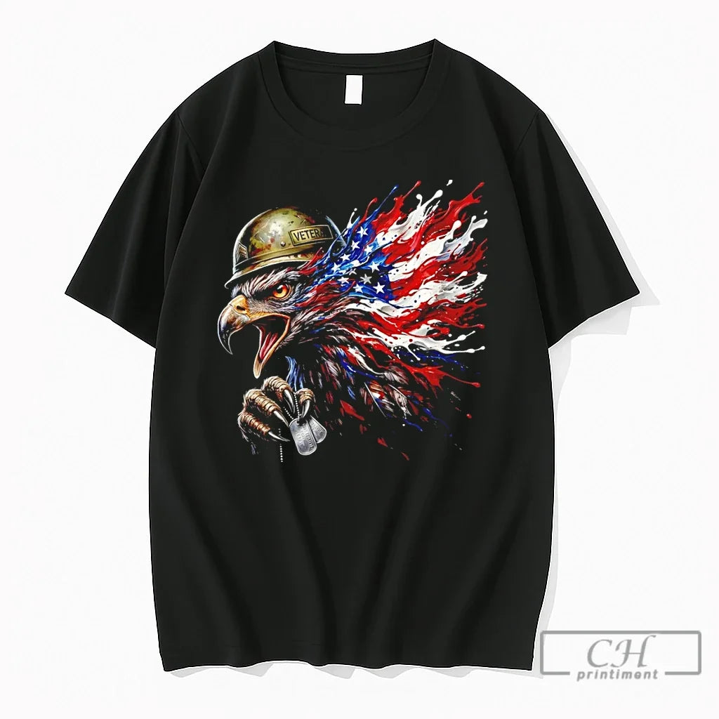 Premium Bald Eagle Veteran American Flag Patriotic American Military Unisex , , , Long Sleeve Tee