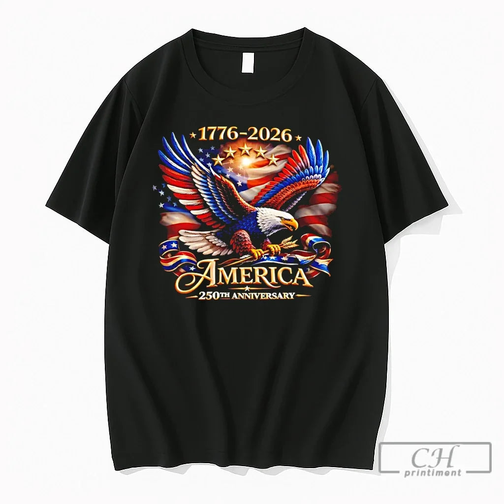 Premium Bald Eagle American Flag 1776 2026 America 250th Anniversary Unisex , , , Long Sleeve Tee