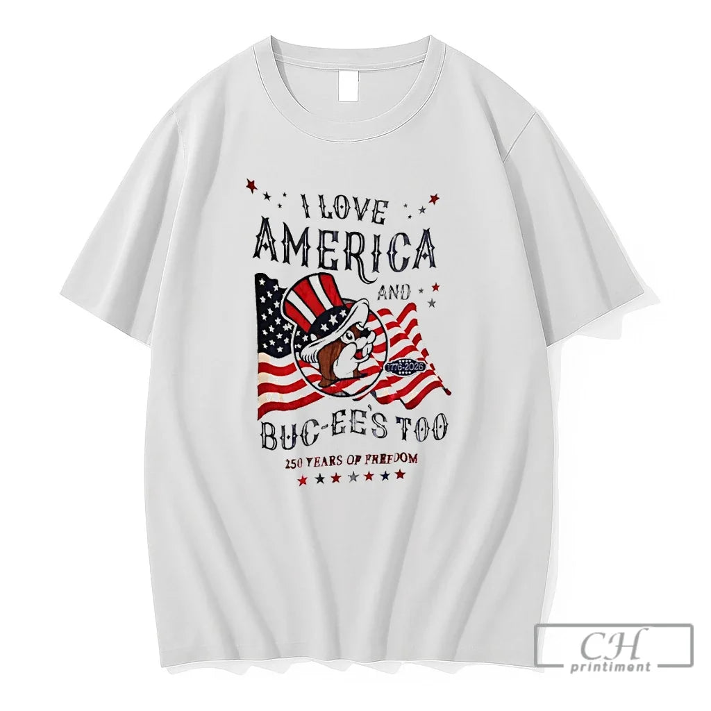Premium Buc Ees Patriotic I Love America Buc Ees Too American Flag T Shirts Sweater Unisex , , , Long Sleeve Tee