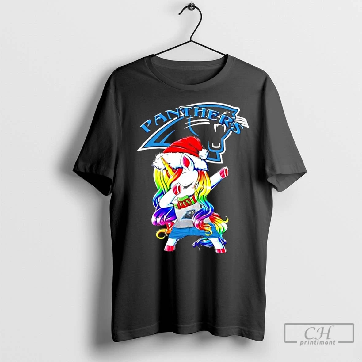 Premium Carolina Panthers X Unicorn Santa Hat Dabbing Merry Christmas