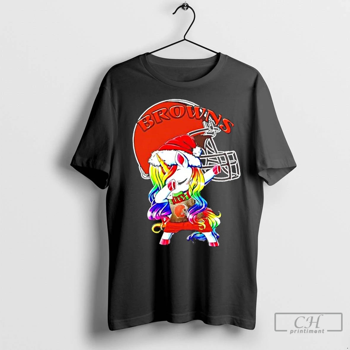 Premium Cleveland Browns X Unicorn Santa Hat Dabbing Merry Christmas