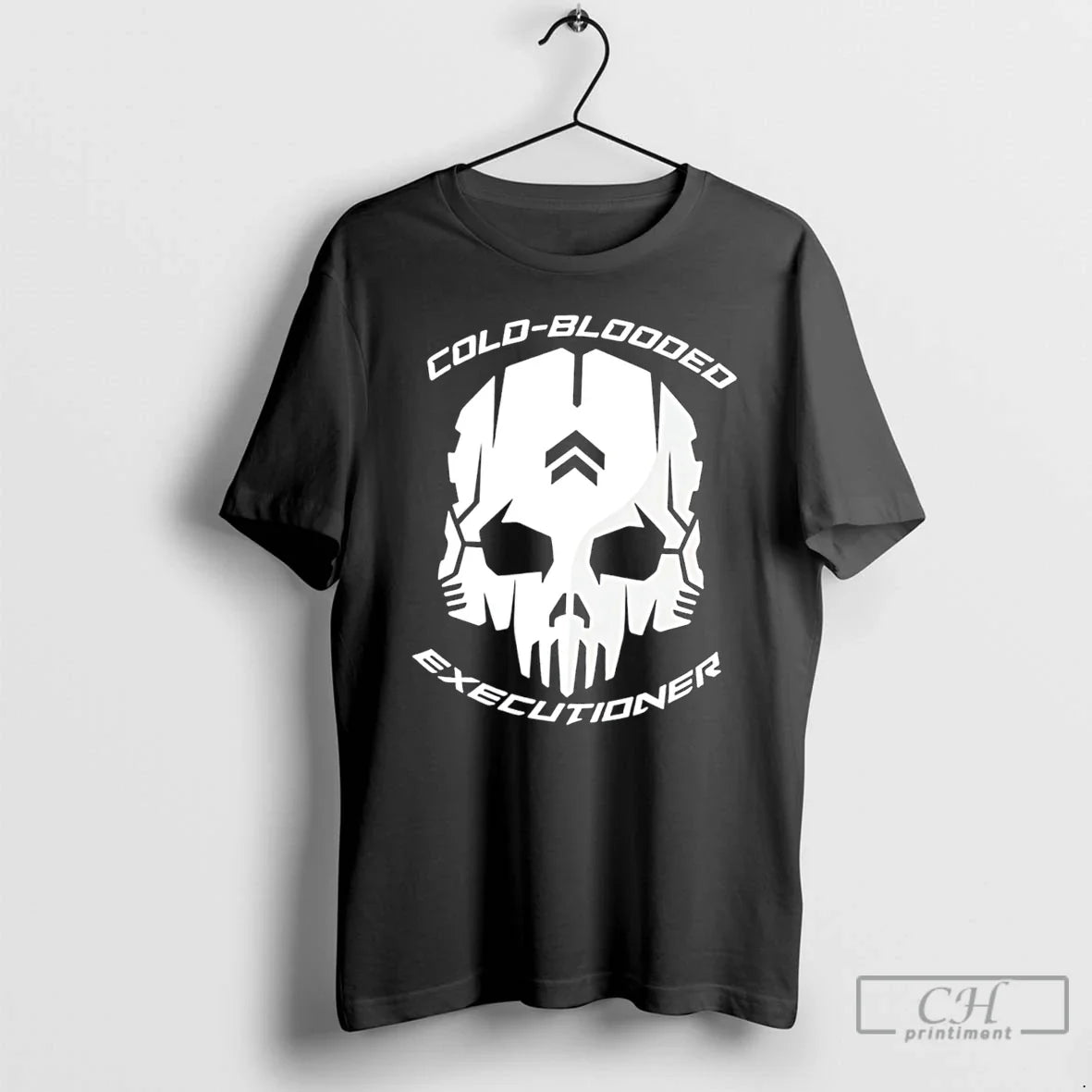 Premium Cold Blooded Executioner Robotic Skull Graphic Tee Unisex , , , Long Sleeve Tee
