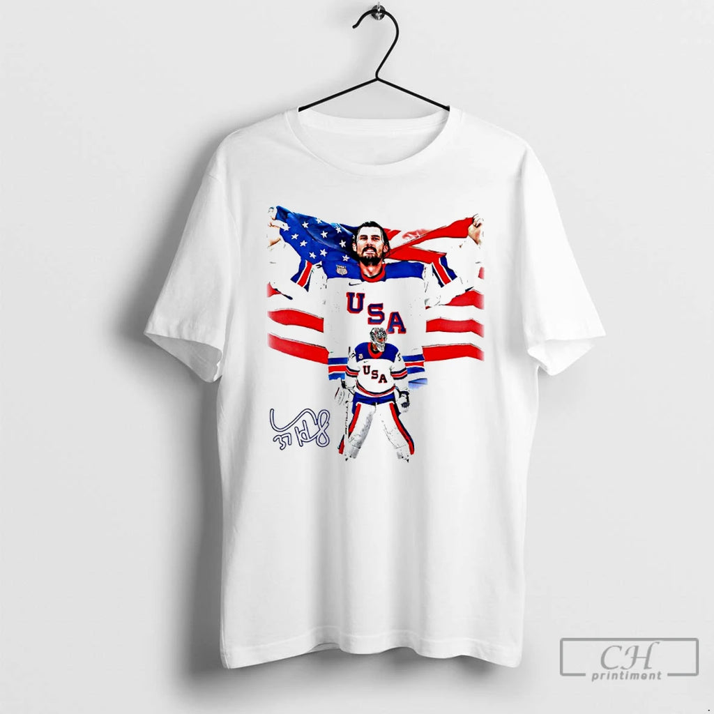 Premium Connor Hellebuyck Usa Hockey Olympic Gold Signature