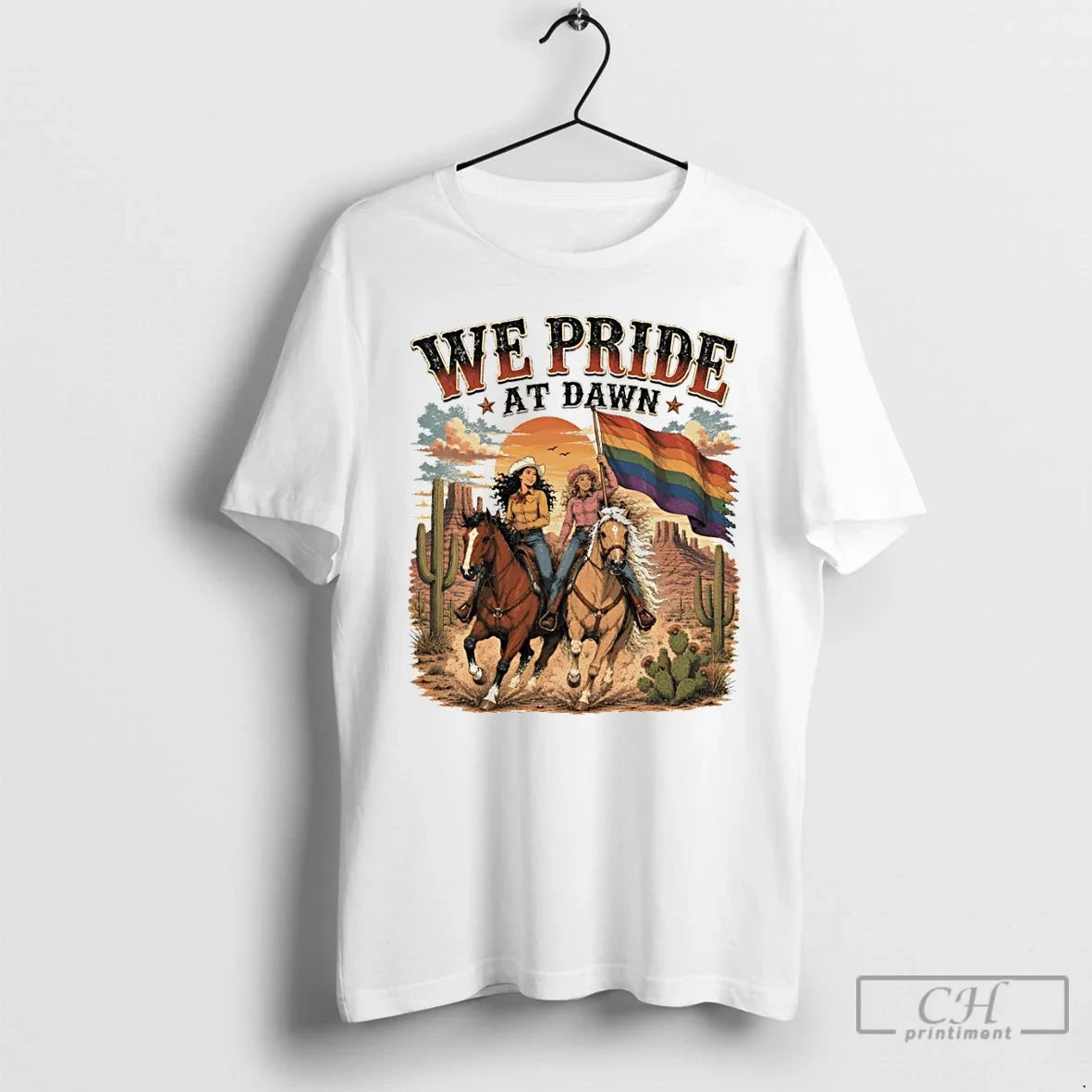 Premium Cowgirls Western Pride Flag We Pride At Dawn Pride Month Unisex , , , Long Sleeve Tee