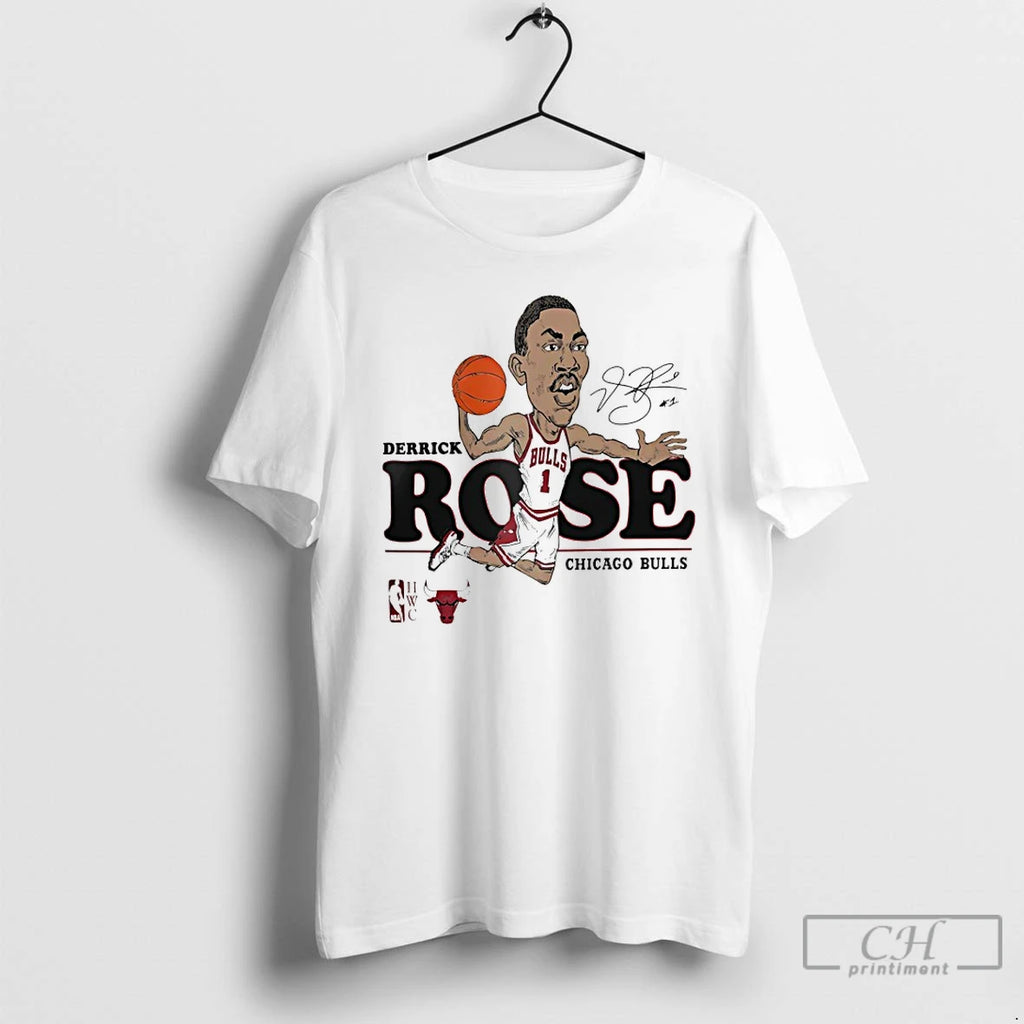 Premium Derrick Rose Chicago Bulls Nba Caricature Signature