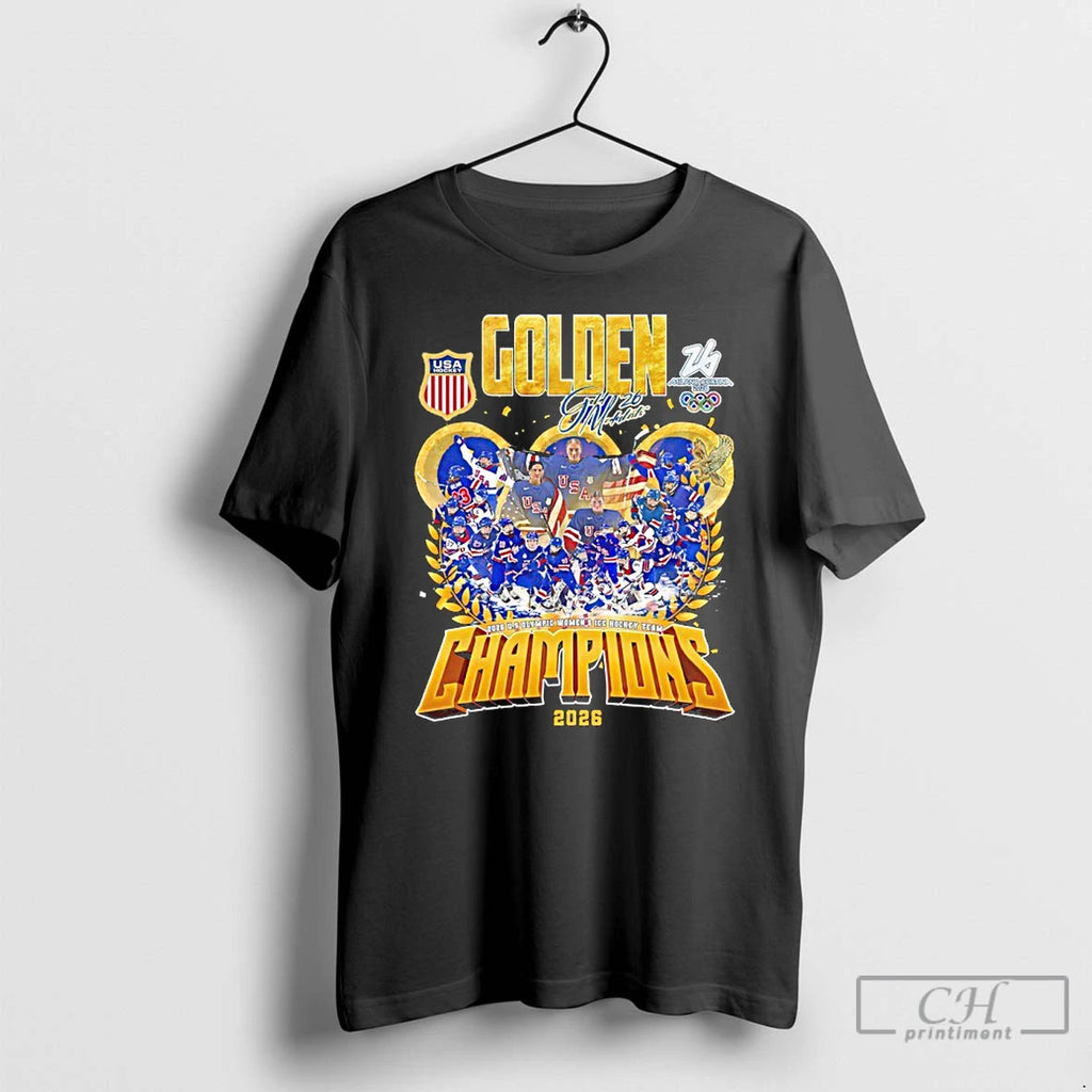 Premium Double Gold Medalists 2026 Us Olympic Womens Ice Hockey Team Champions T Shirts Sweater