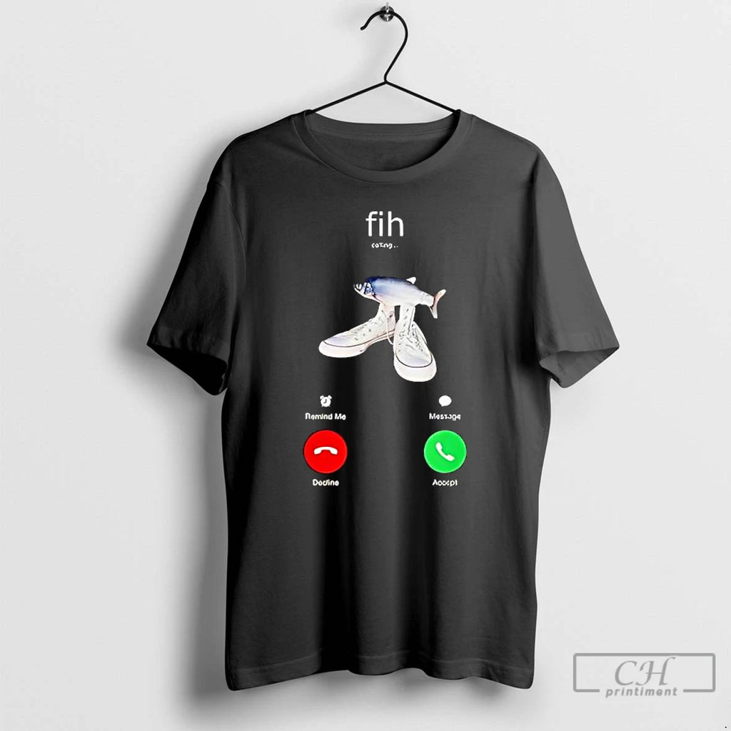 Premium Fih Calling Remind Me Message Decline Accept Phone Call Fish Graphic T Shirts Sweater