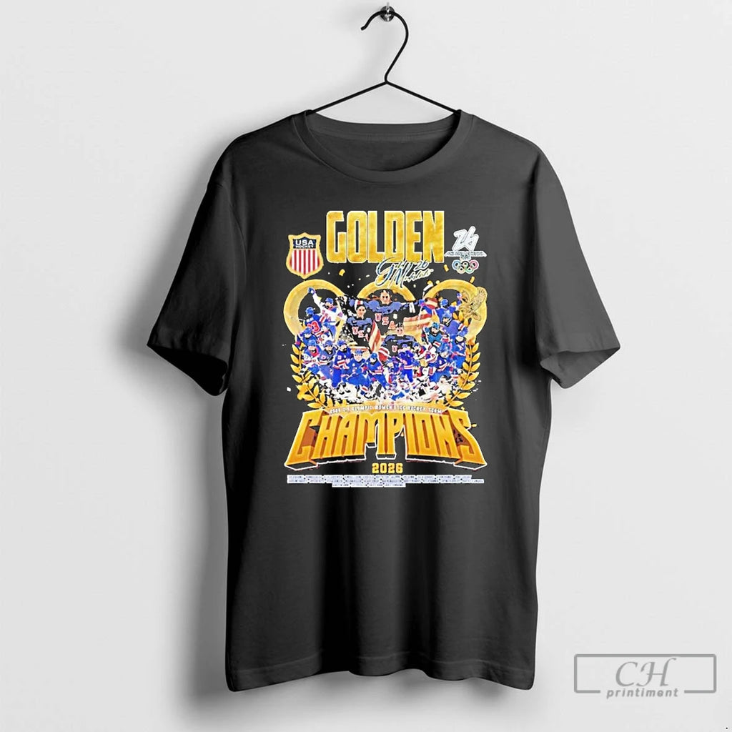 Premium Golden 2026 Us Olympic Womens Ice Hockey Team Champions 2026 Milano Cortina T Shirts