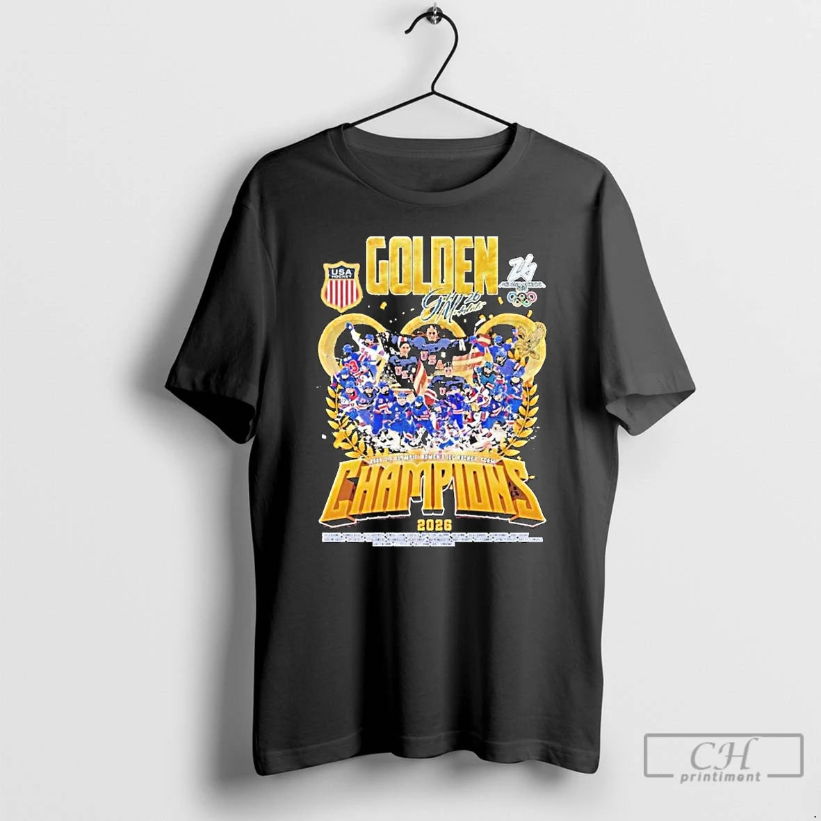 Premium Golden 2026 Us Olympic Womens Ice Hockey Team Champions 2026 Milano Cortina T Shirts