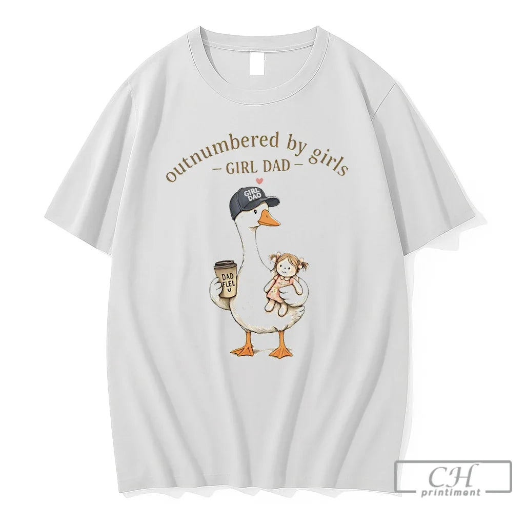 Premium Goose And Doll Outnumbered By Girls Girl Dad Unisex , , , Long Sleeve Tee