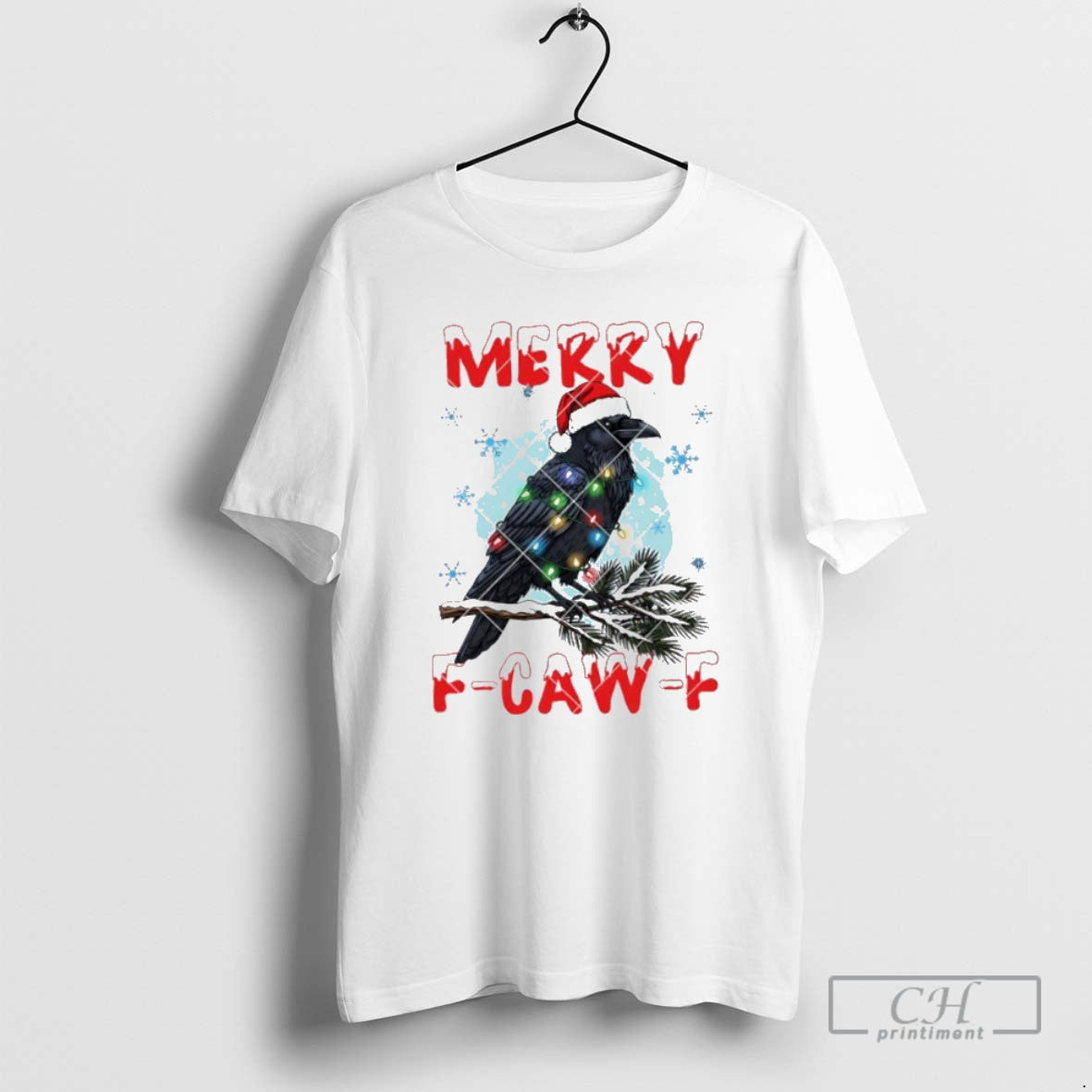 Premium Happy Christmas Black Raven String Light Shirt Sweater
