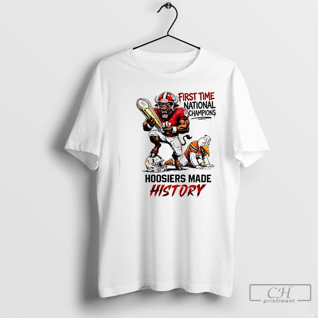 Premium Hoosiers Made History First Time National Chapions Mascots Ibis Bison