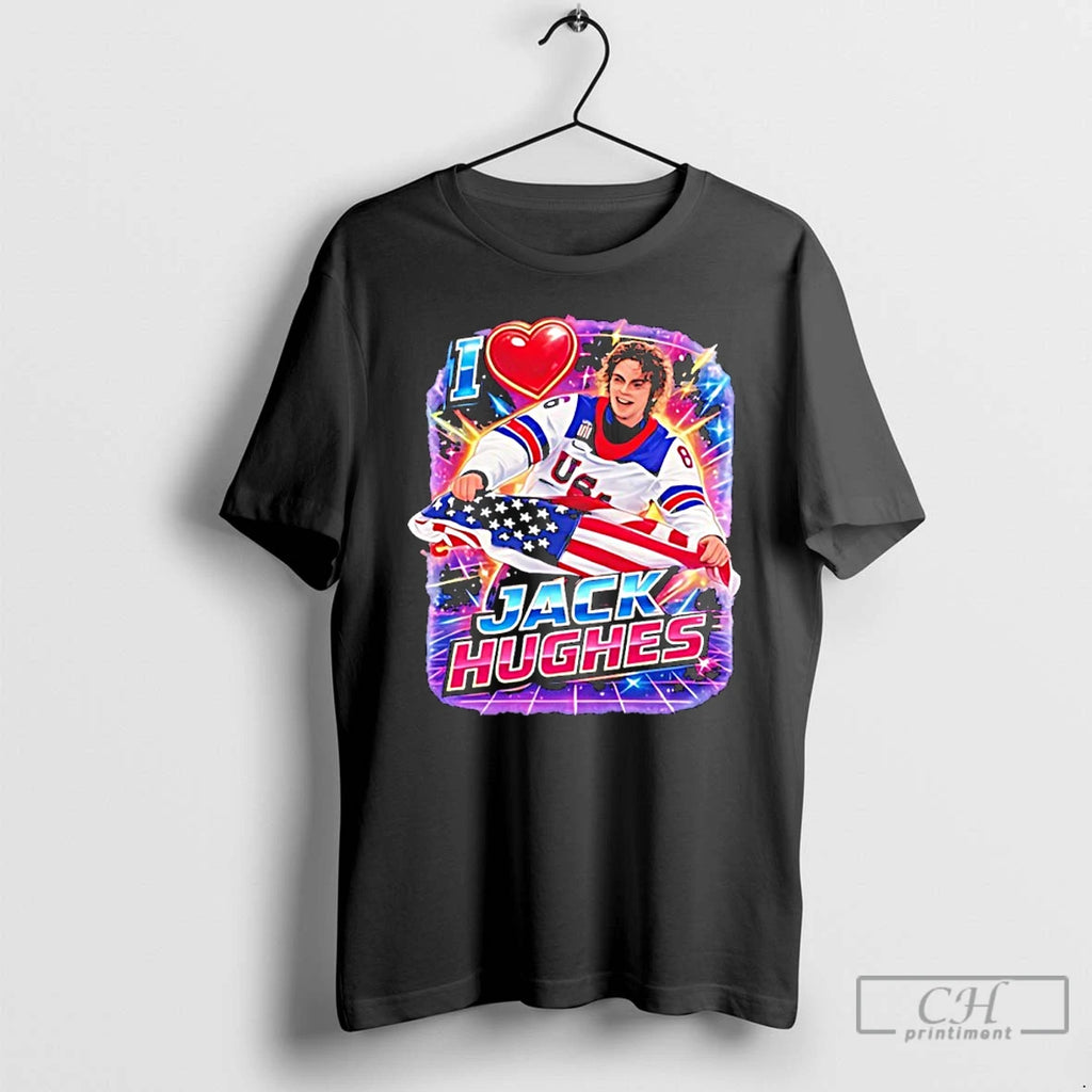 Premium I Love Jack Hughes Usa Hockey Gold
