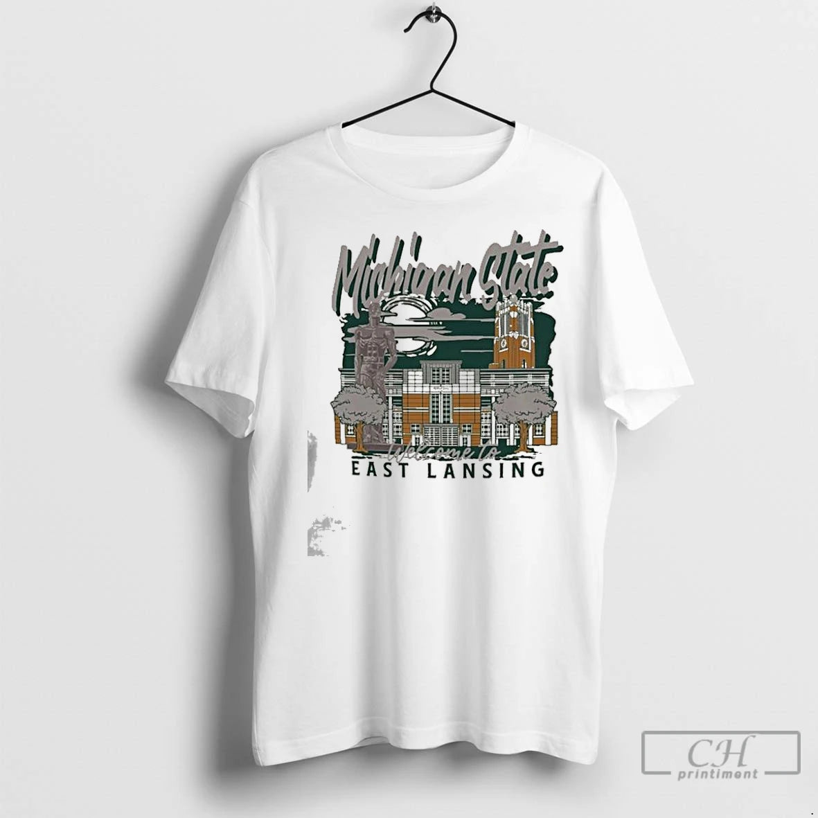 Premium Image One Natural Michigan State Spartans Comfort Colors Hand Drawn Campus Stack
