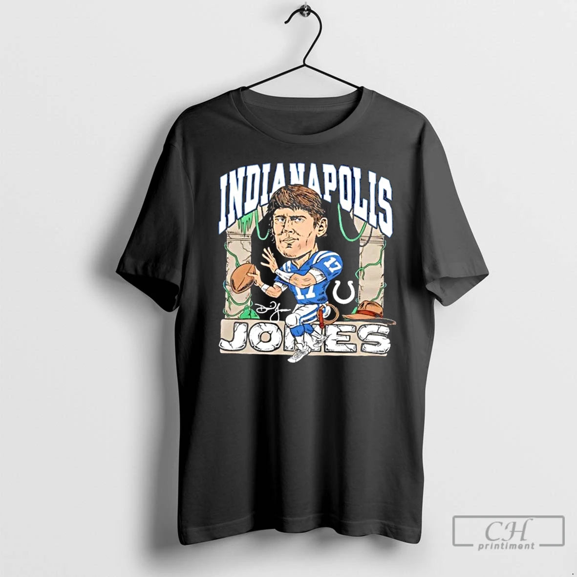 Premium Indianapolis Colts Daniel Jones Caricature Signature