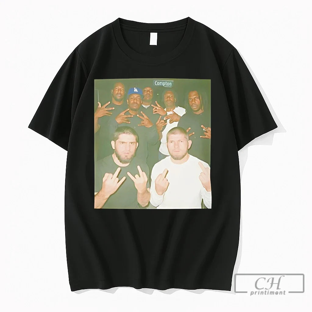 Premium Islam Makhachev And Khabib Nurmagomedov Middle Finger Ufc Photo Vintage Unisex , , , Long Sleeve Tee