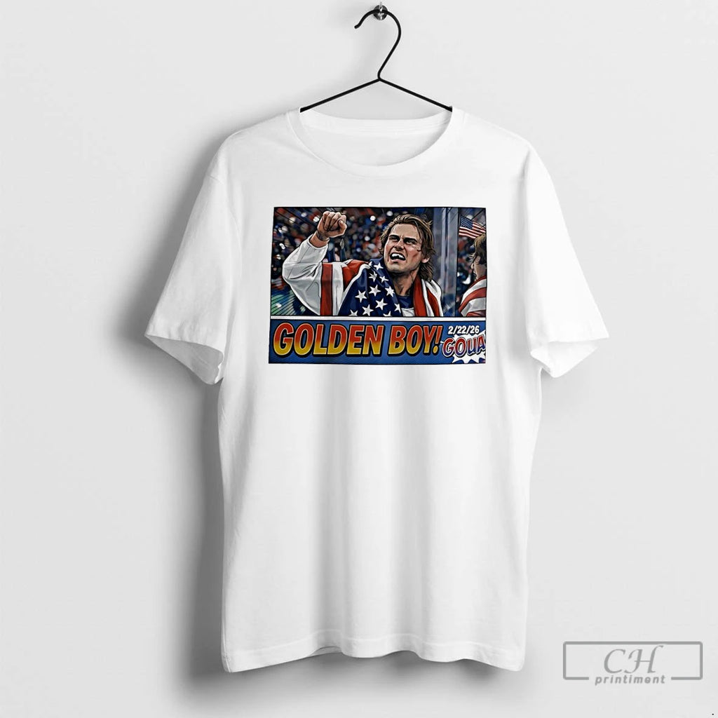 Premium Jack Hughes Golden Boy Team Usa Hockey 2026 Olympic Winter Games Cartoon T Shirts
