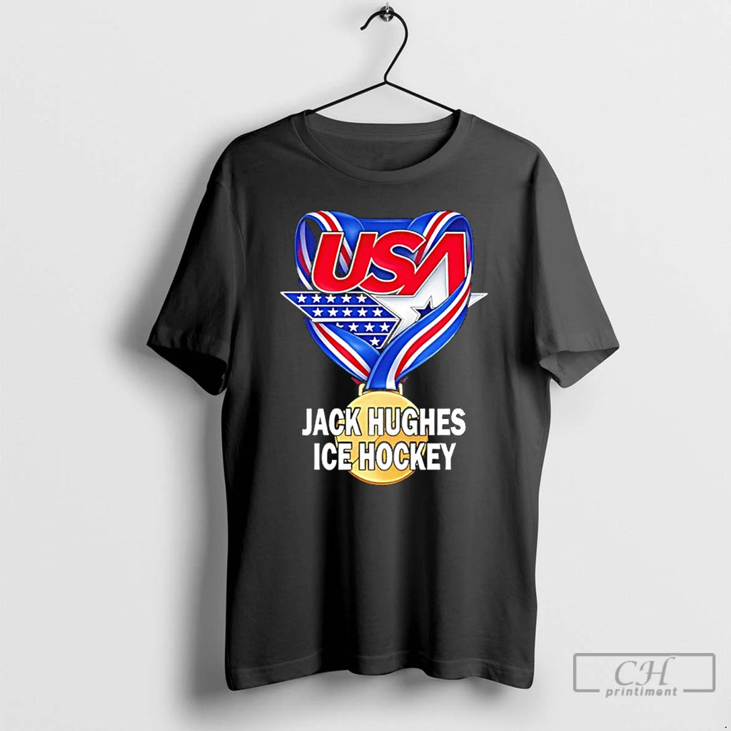 Premium Jack Hughes Ice Hockey Gold Medal Winner Usa Milano Cortina 2026 T Shirts Sweater