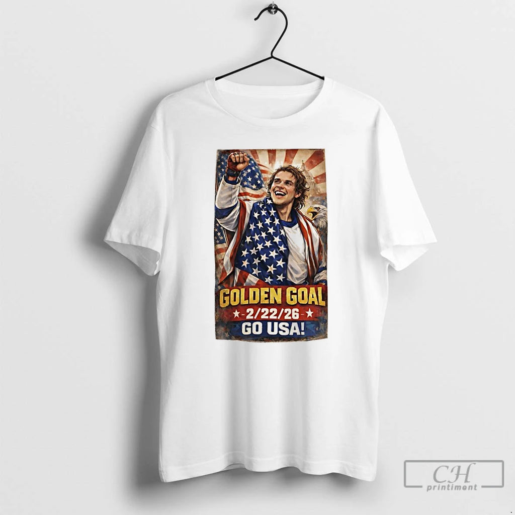 Premium Jack Hughes Team Usa Hockey Golden Goal 2026 Go Usa Art T Shirts Sweater
