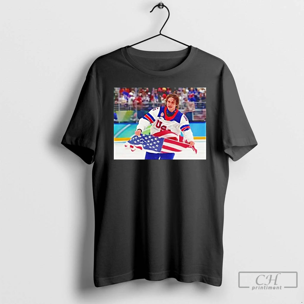 Premium Jack Hughes Usa Hockey Gold Photo 2026