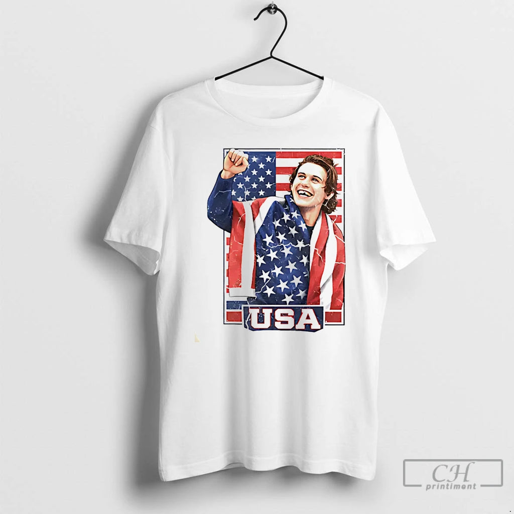 Premium Jack Hughes Usa Gold Hockey Teet