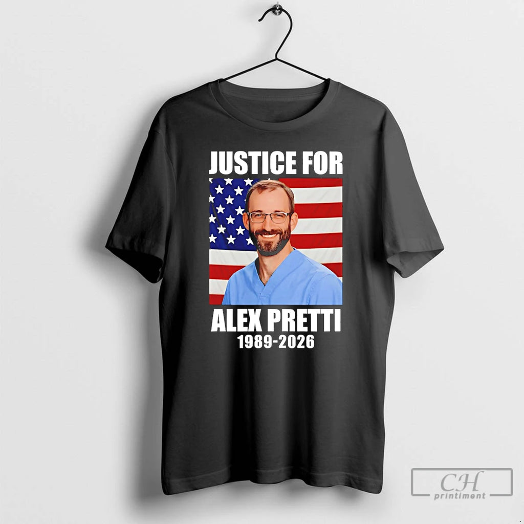 Premium Justice For Alex Pretti 1989 2026 America Flag Anti Trump Political Protest T Shirts
