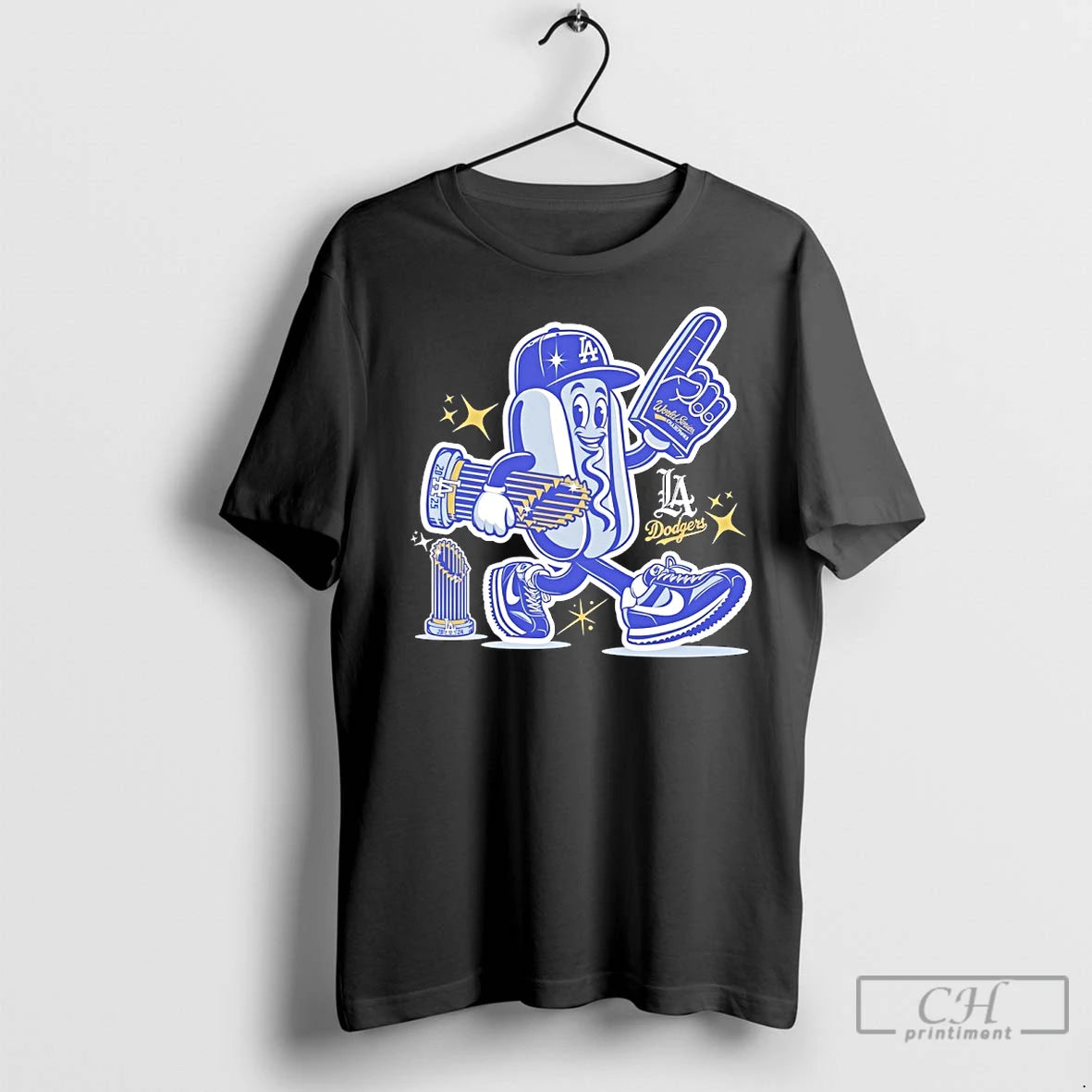 Premium La Dodgers Hot Dog Mascot 2025 World Series Champions Trophy
