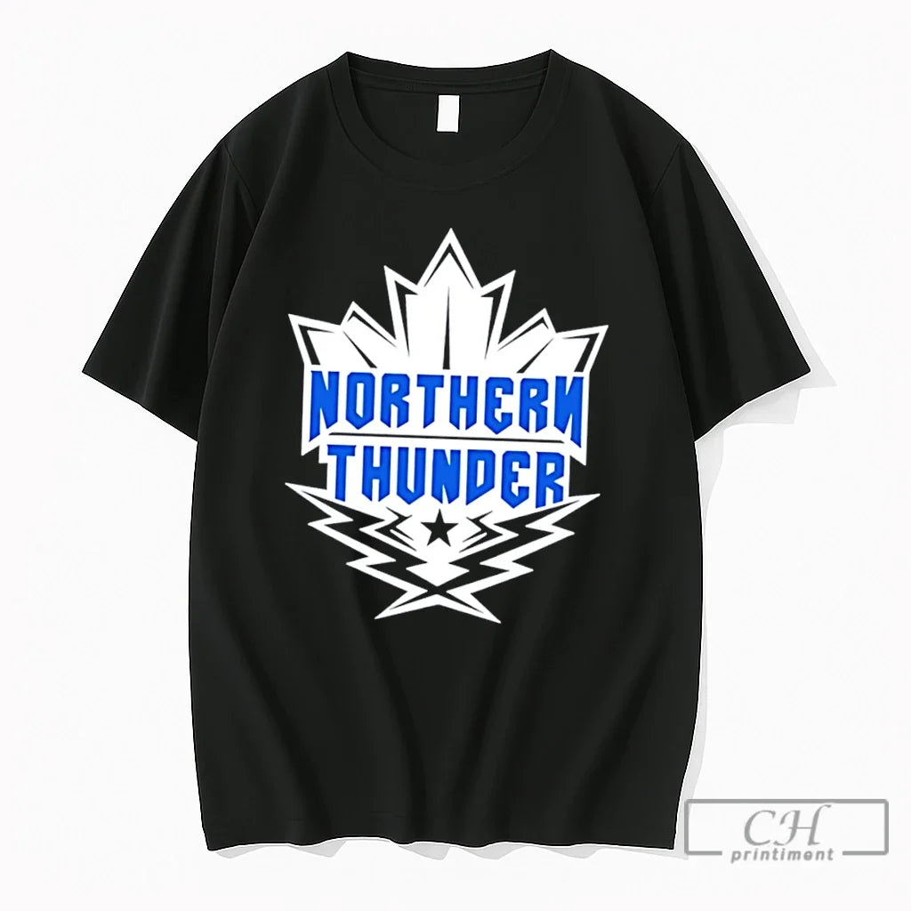 Premium London Lighting Northern Thunder Maple Background Tee Unisex , , , Long Sleeve Tee