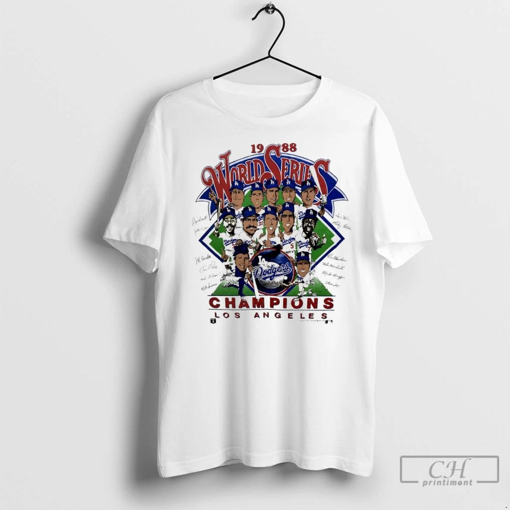 Premium Los Angeles Dodgers 1988 World Series Champions Signatures Caricature