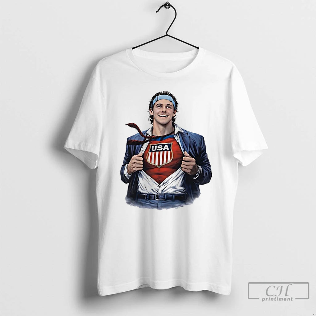 Premium Mens Hockey Usa Golden Goal 2026 Jack Hughes Super Man Parody T Shirts Sweater