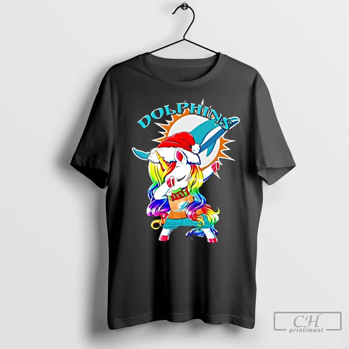 Premium Miami Dolphins X Unicorn Santa Hat Dabbing Merry Christmas