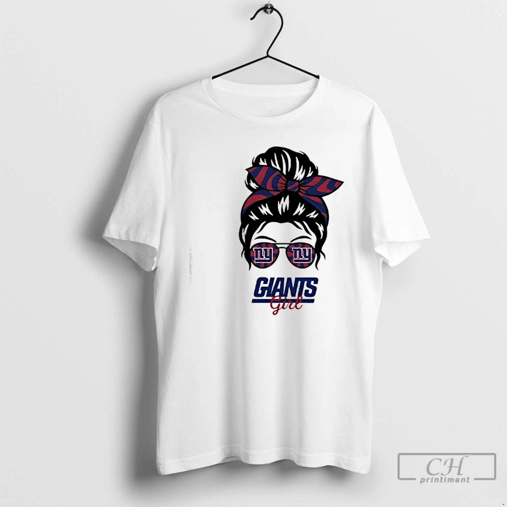 Premium New York Giants Girl Messy Bun Glasses