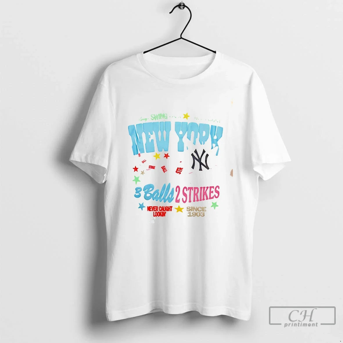 Premium New York Yankees 3 Balls 2 Strikes Never Caught Lookin Tee T Shirts Sweater Unisex , , , Long Sleeve Tee