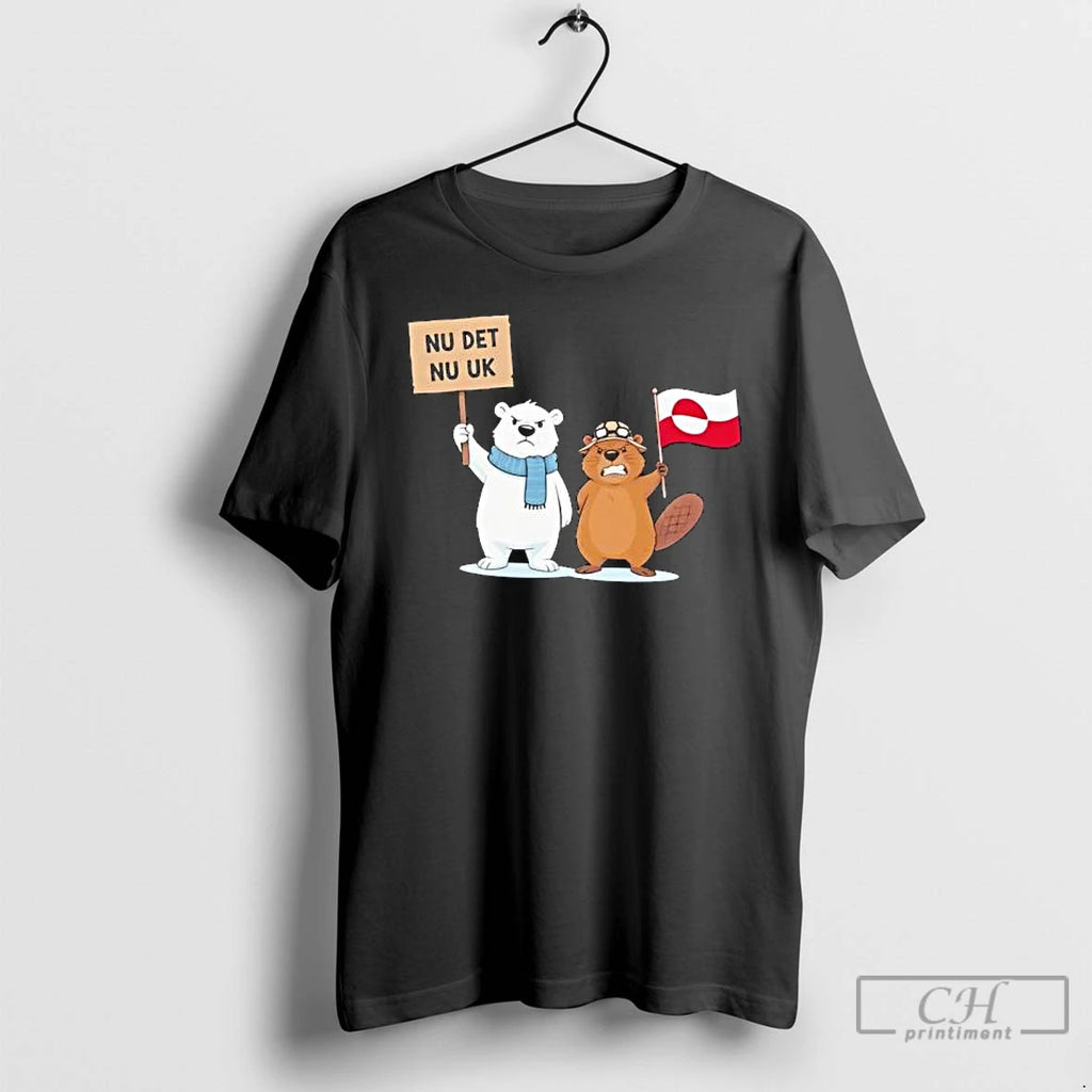 Premium Nu Det Nuuk Nows Enough Greenland Silhouette With Greenlandic Flag