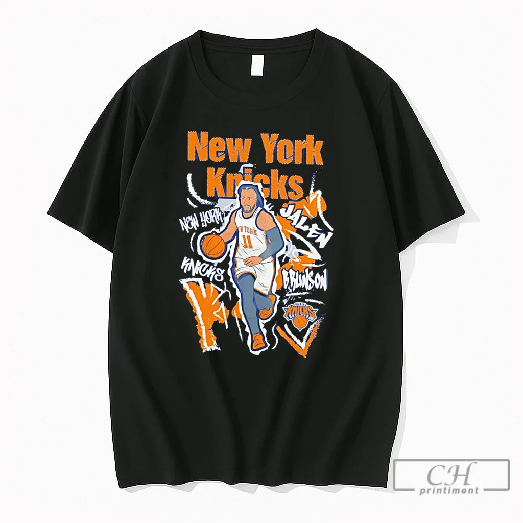 Premium Ny Knicks Jalen Brunson Chalked Up Running Pose Tee Unisex , , , Long Sleeve Tee