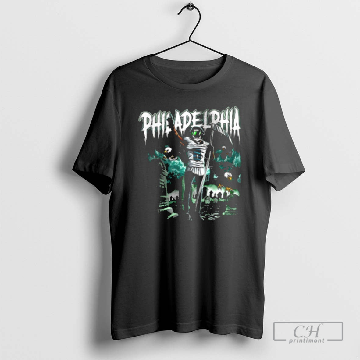 Premium Philadelphia Eageles Kids Slim Reaper Graveyard Shirt Sweater