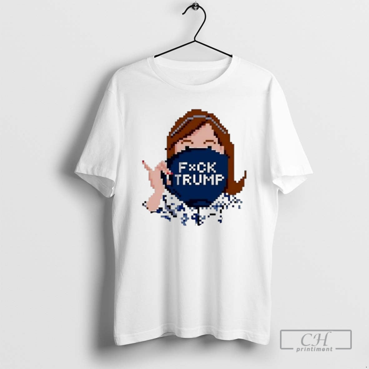Premium Pixel Woman Covering Mouth Fuck Trump Hat Shirt Sweater
